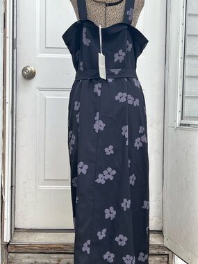 Everlane Black Maxi Dress with Lavender Floral Print